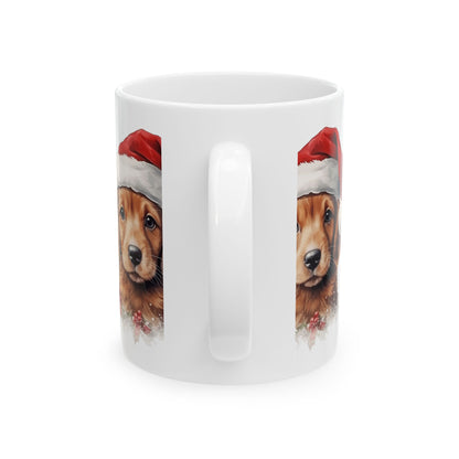 Christmas Golden Retriever Puppy Mug – Cute Santa Hat Holiday Coffee Cup 11oz  Item #941083
