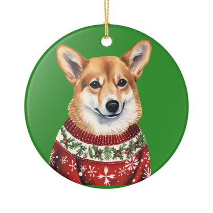 Christmas Corgi in Sweater Ceramic Ornament   Item #716935