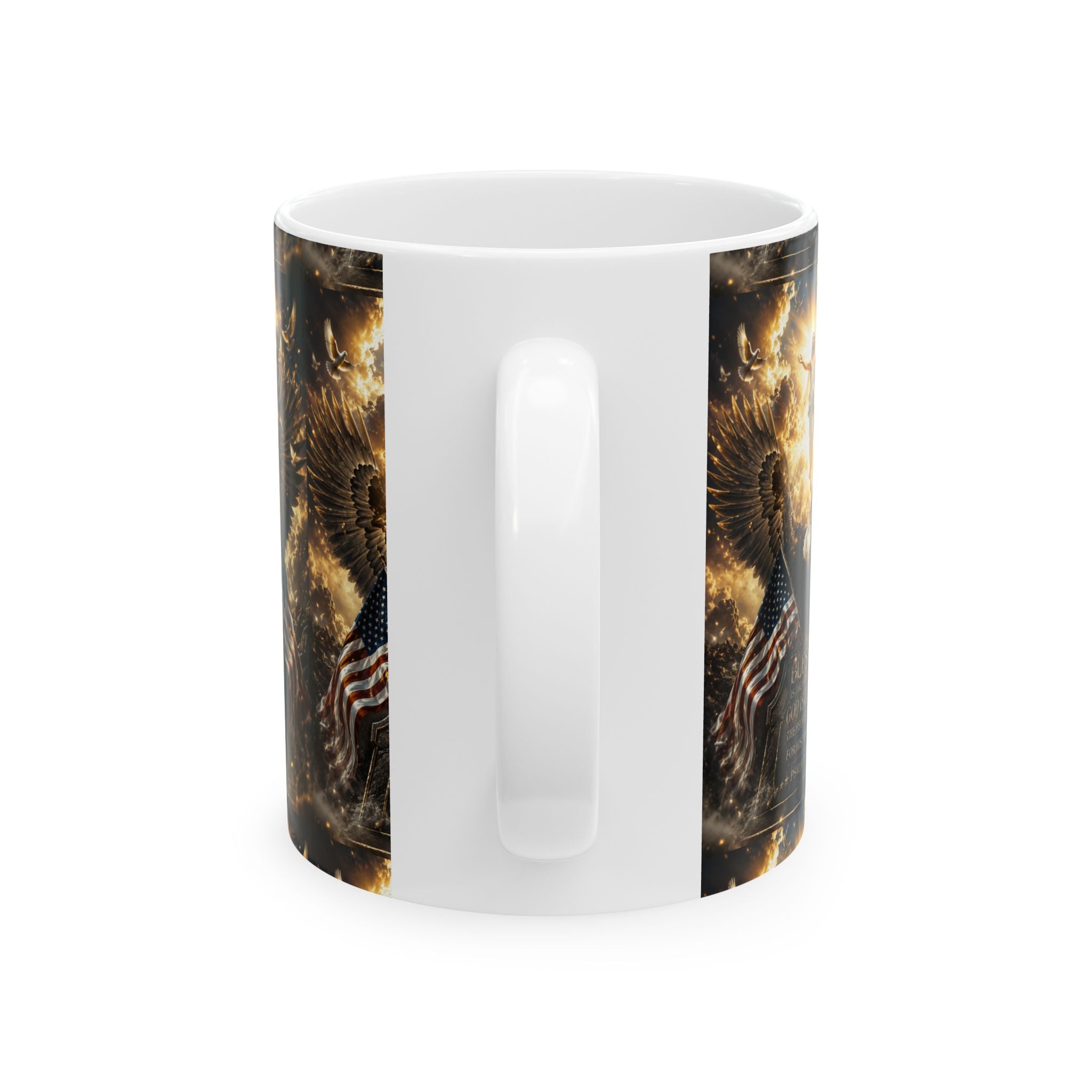 Patriotic Angel & Bald Eagle Ceramic Mug – God Bless America 11oz  Item #137373