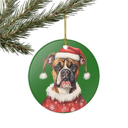 Ceramic Christmas Ornament – Boxer Dog in Santa Hat   Item #455727