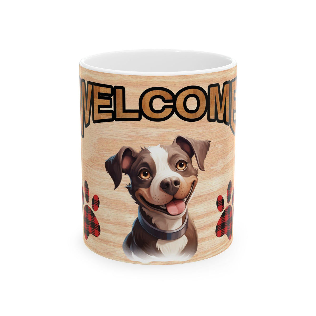 Welcome Puppy Ceramic Mug — Cute Dog Paw Print Coffee Cup 11oz   Item #309416