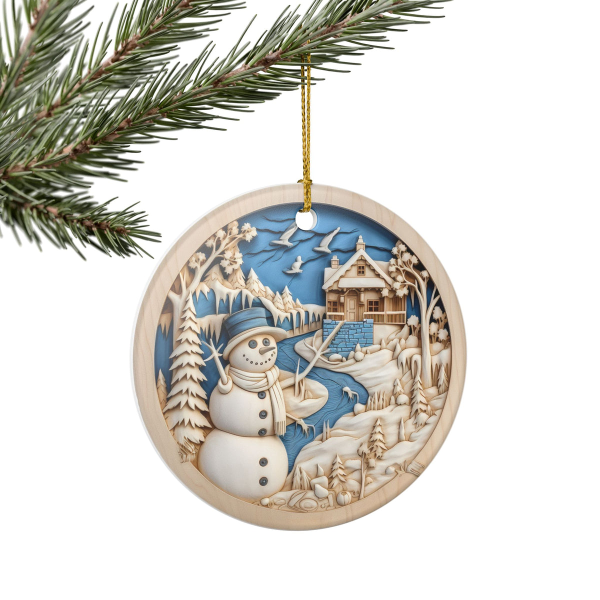 Winter Wonderland Snowman Ceramic Ornament    Item #4625