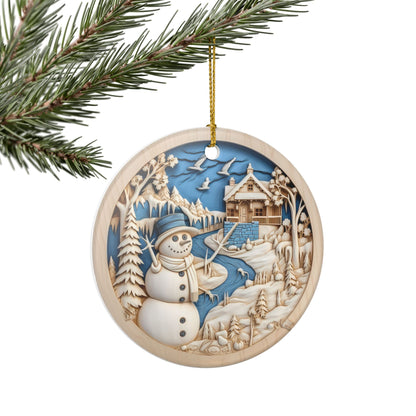 Winter Wonderland Snowman Ceramic Ornament    Item #4625