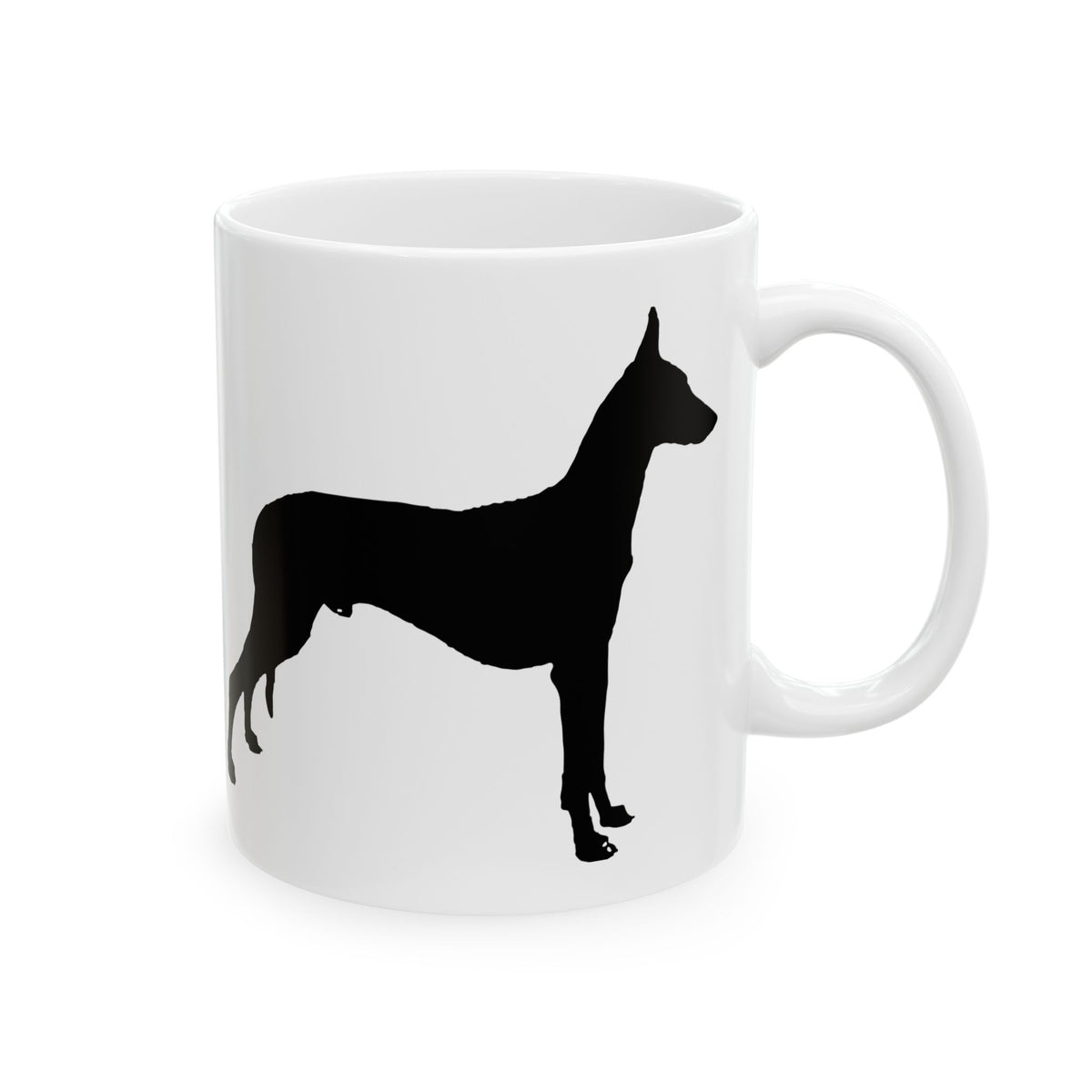 Greyhound Silhouette Ceramic Mug — Black Dog Profile Coffee Cup 11oz  Item #15878