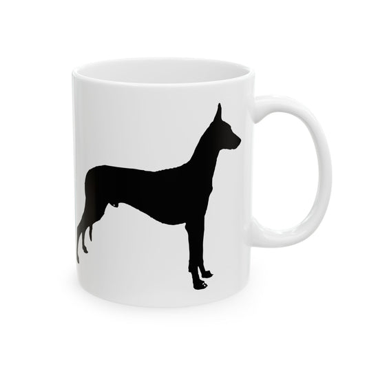 Greyhound Silhouette Ceramic Mug — Black Dog Profile Coffee Cup 11oz  Item #15878