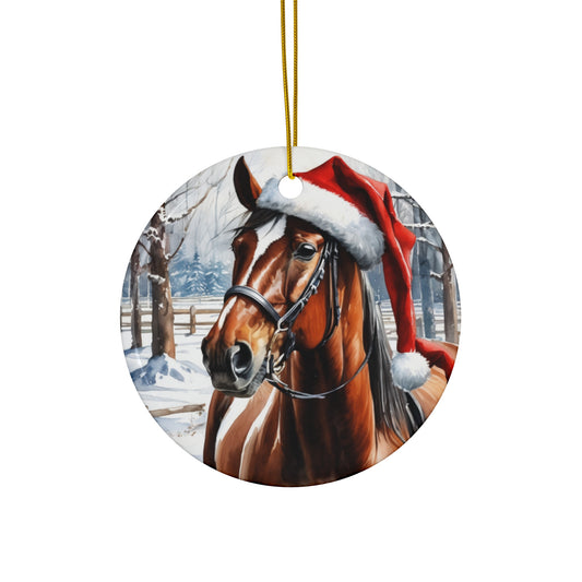 Horse Christmas Ceramic Disc Ornament      Item #6137038