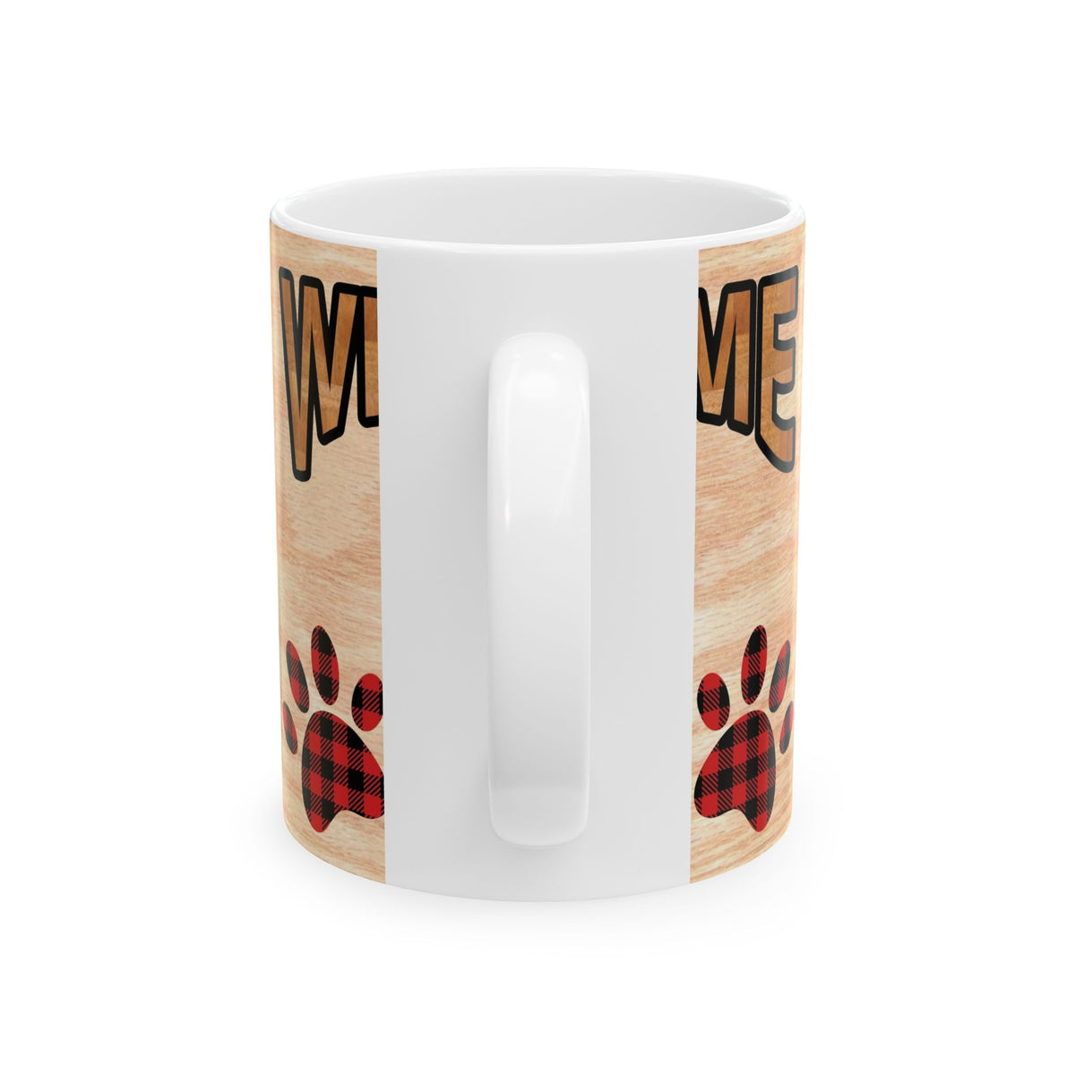 Welcome Dog Illustration Ceramic Mug – Cute Paw Print Coffee Cup 11oz    Item #192885