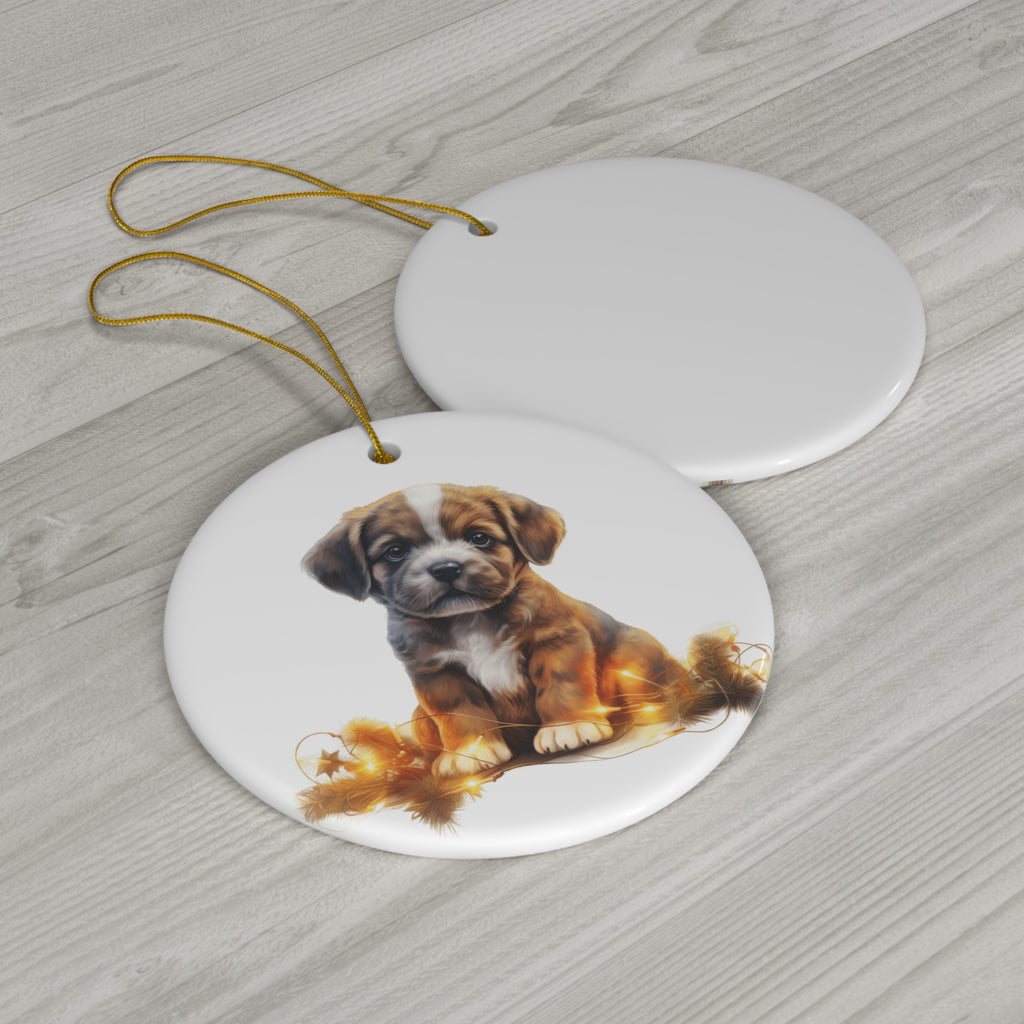 Christmas Dog Ceramic Disc Ornament                Item #3793243