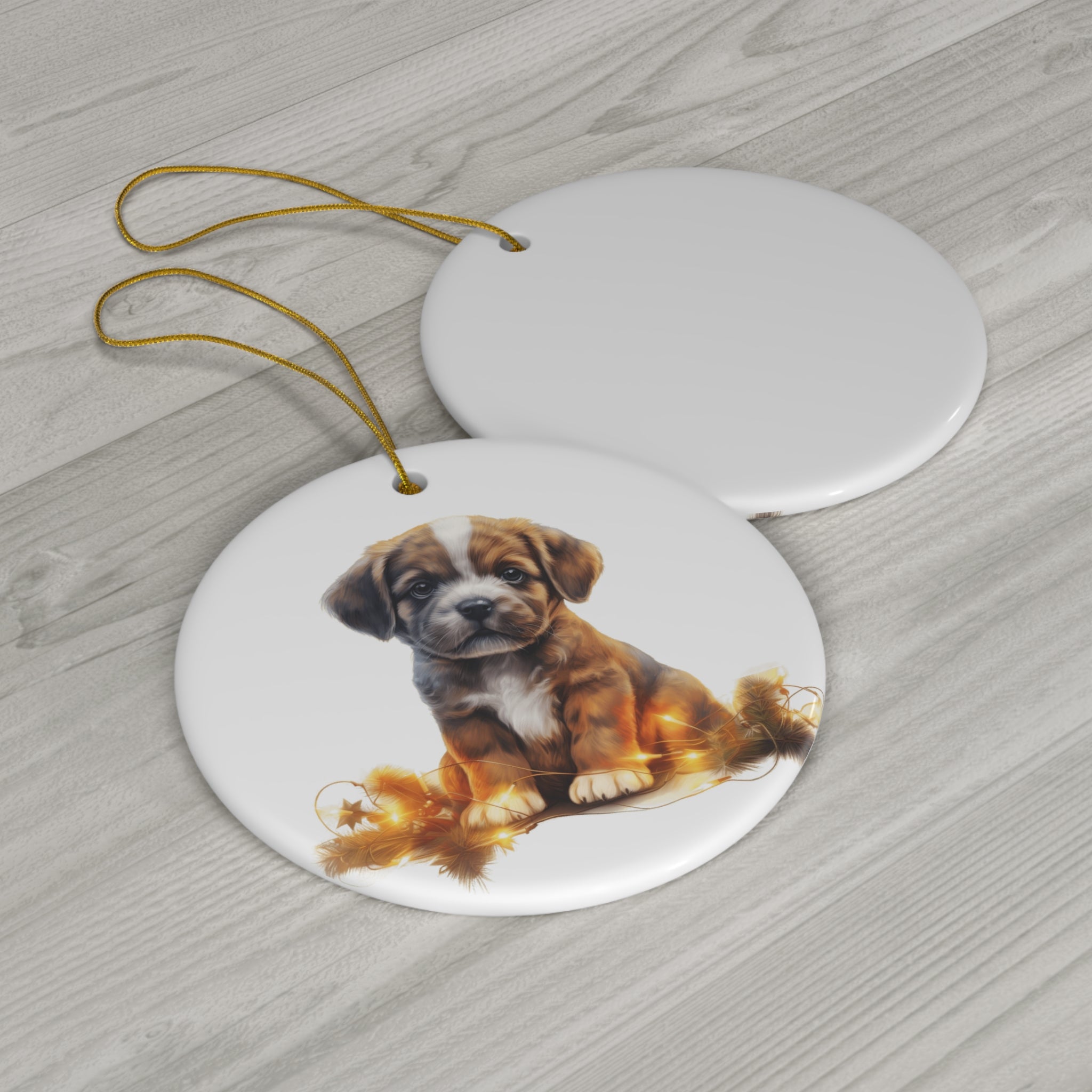 Christmas Dog Ceramic Disc Ornament                Item #3793243