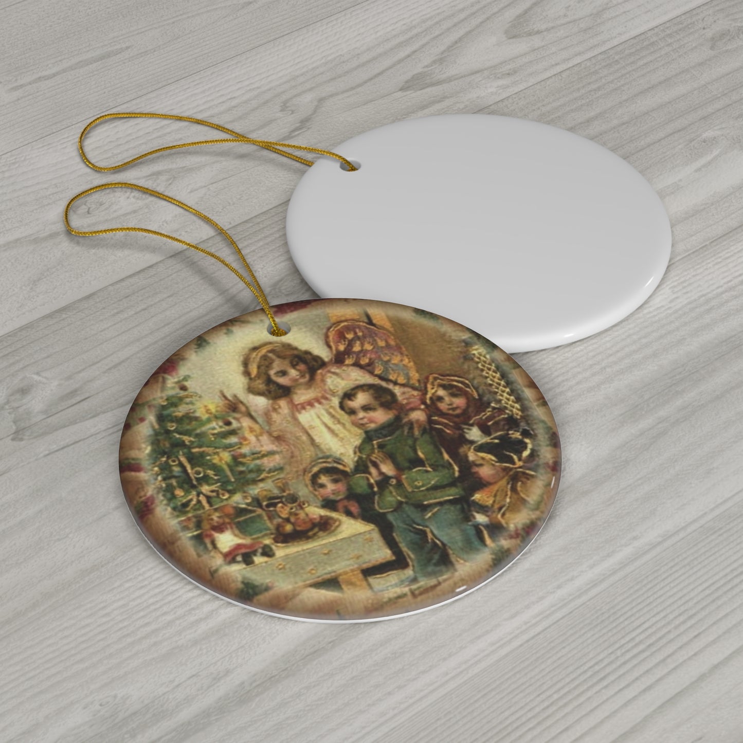 Angel With Kids Ceramic Disc Ornament        Item #471407