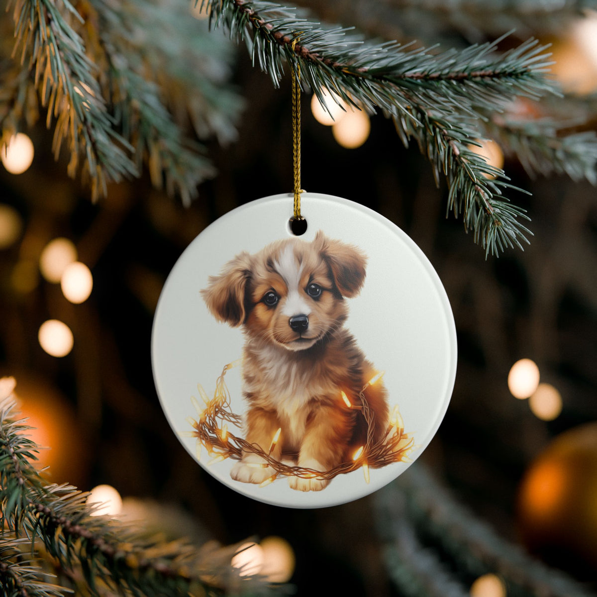 Adorable Puppy Christmas Ceramic Ornament     Item #907767