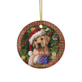 Christmas Pup Ceramic Disc Ornament      Item #9107225