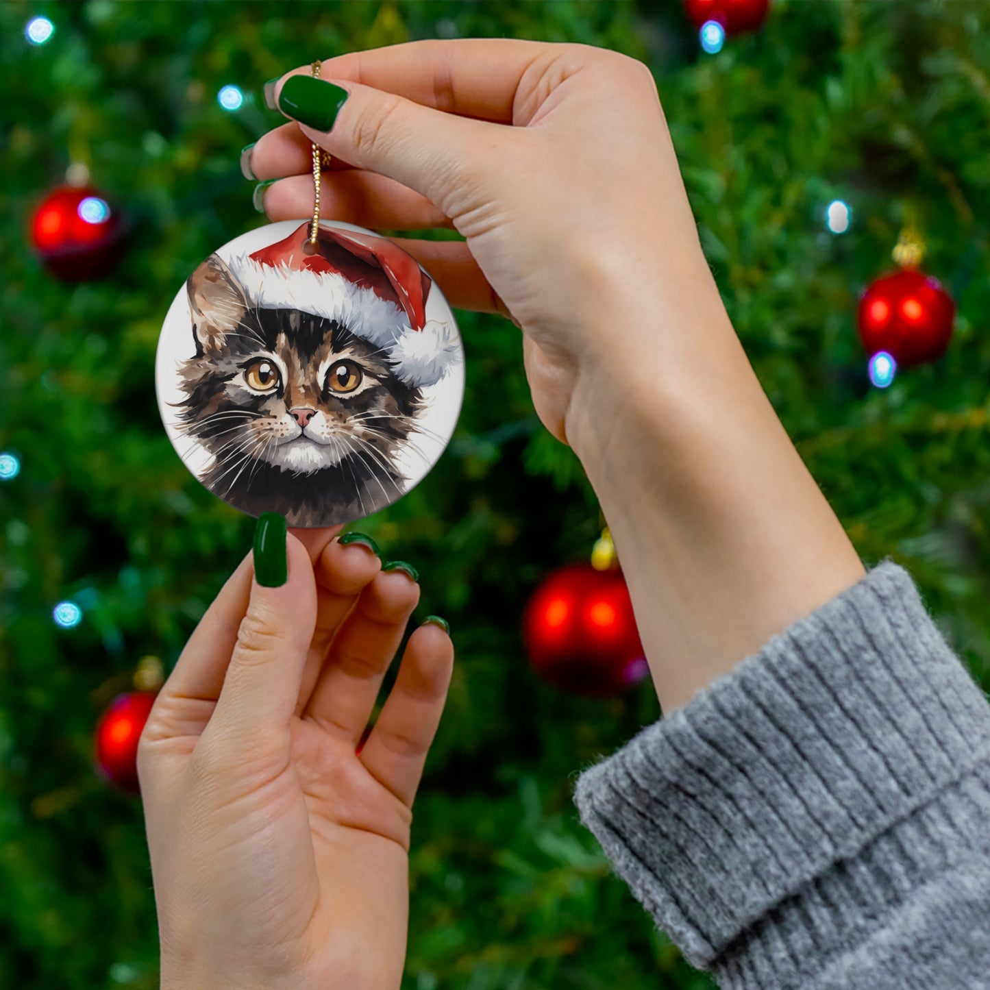 Ceramic Ornament - Christmas Cat     Item #5595799