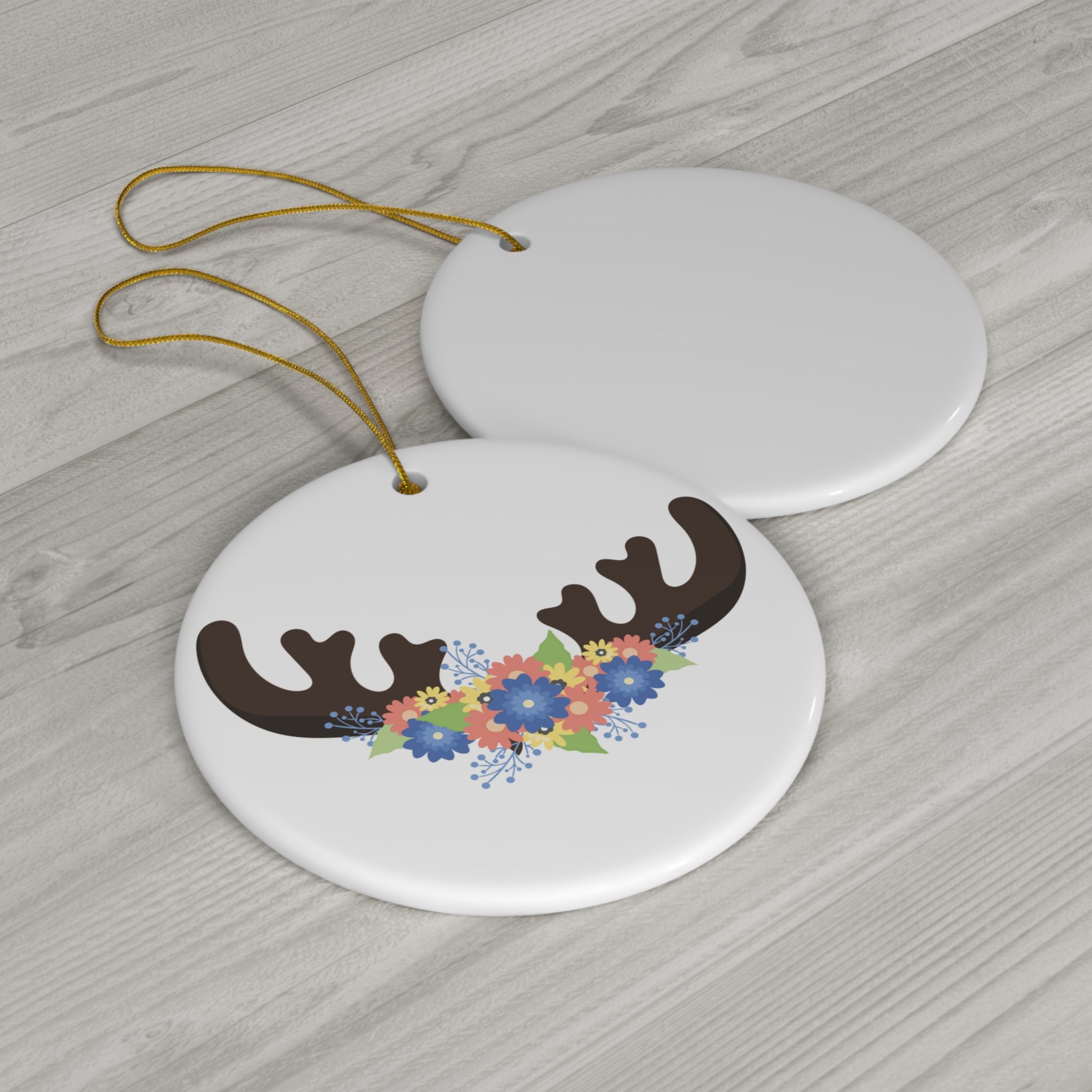 Floral Deer Ceramic Ornament     Item #4560961 - Buckshot's Bargain Barn