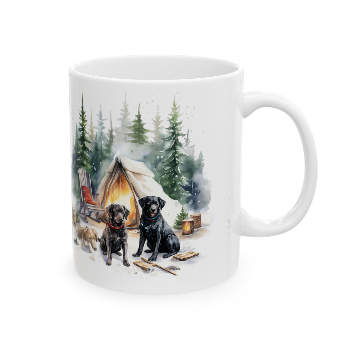 Cozy Winter Camping Black Dogs Ceramic Mug  11oz  Item #147289