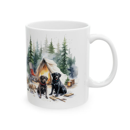Cozy Winter Camping Black Dogs Ceramic Mug  11oz  Item #147289