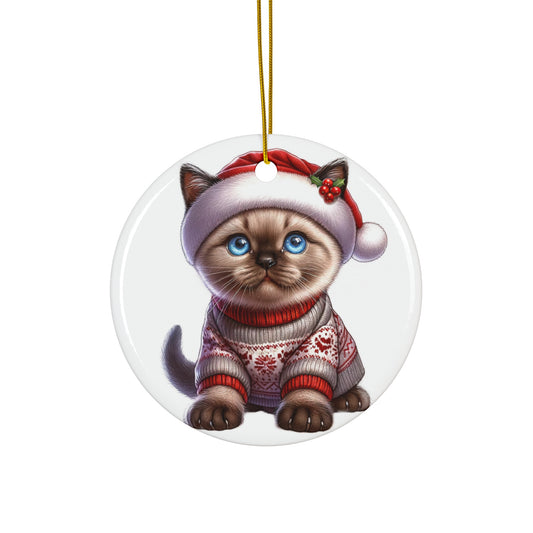 Ceramic Ornament - Colorpoint Shorthair Christmas Kitten     Item #5954033