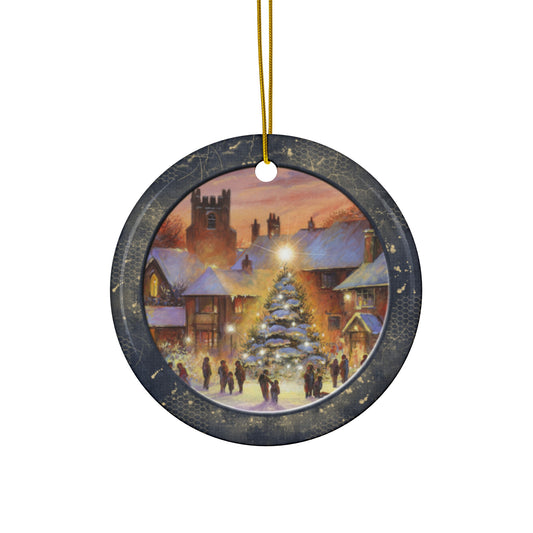 Winter Scene Ceramic Disc Ornament        Item #4789698