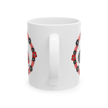 Floral Ladybug Ceramic Mug – Floral Coffee Cup 11oz    Item #311495