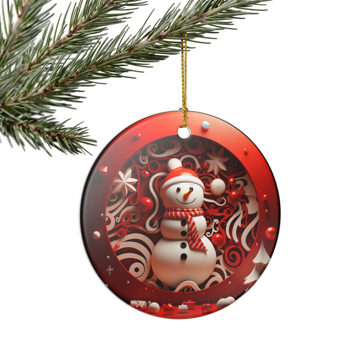Christmas Snowman Ceramic Ornament   Item #213131