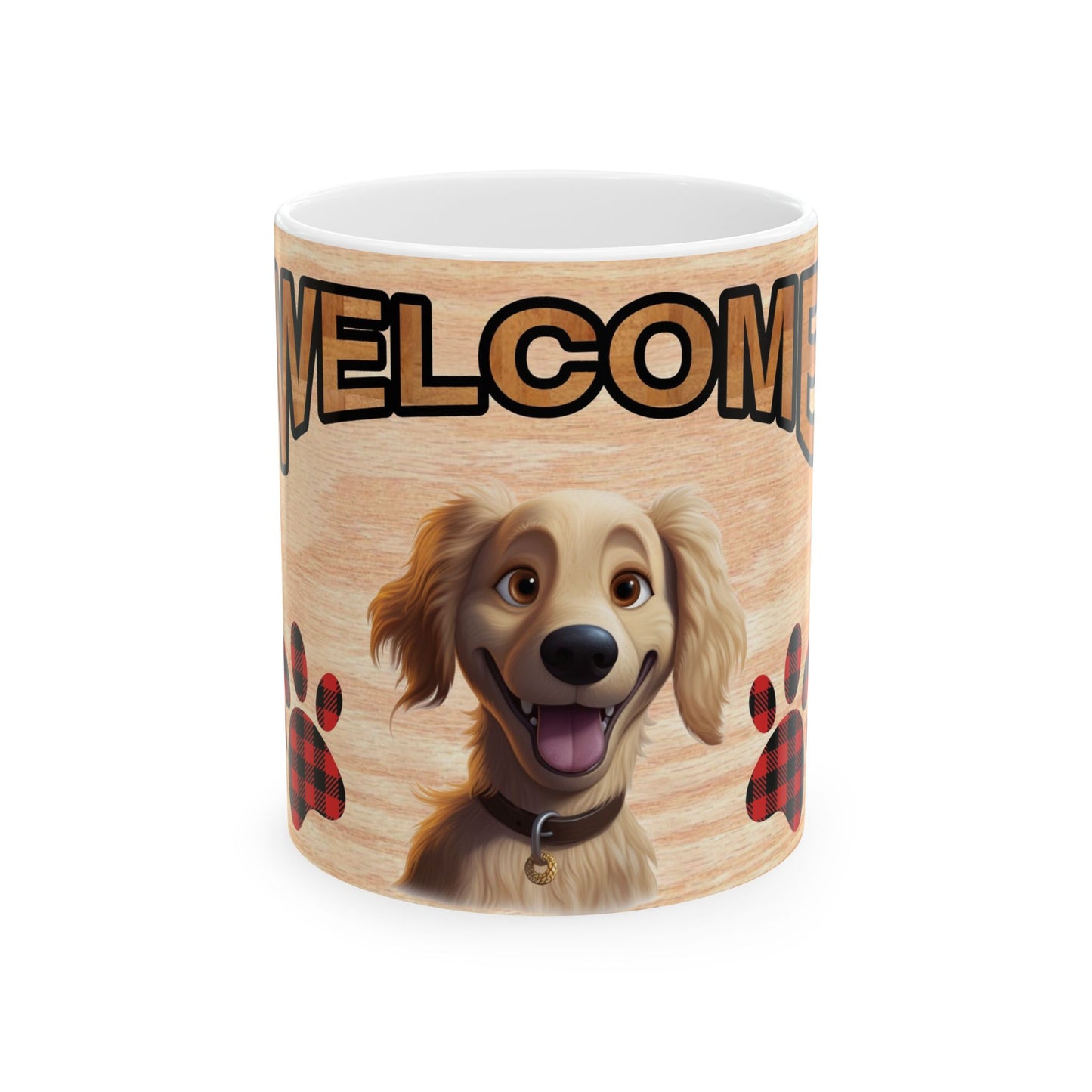 Welcome Puppy Ceramic Mug — Cute Dog Paw Print Coffee Cup 11oz   Item #777798