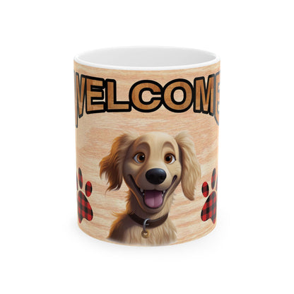 Welcome Puppy Ceramic Mug — Cute Dog Paw Print Coffee Cup 11oz   Item #777798