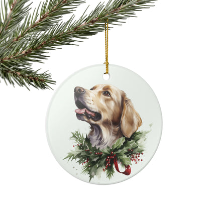 Golden Retriever Christmas Ceramic Ornament    Item #10924