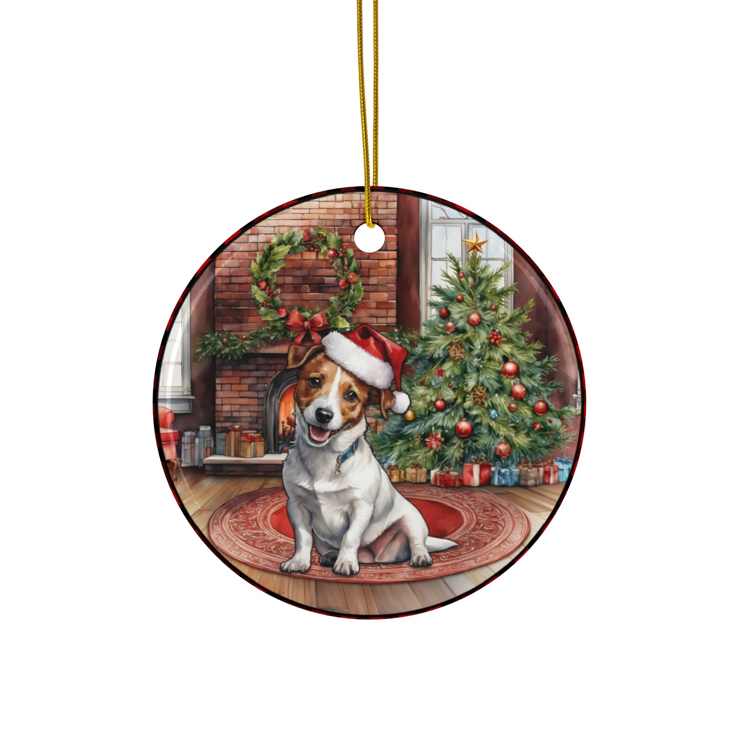 Ceramic Ornament - Jack Russell Christmas Dog       Item #8046844