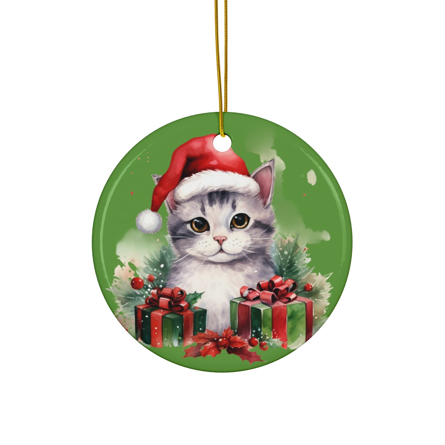 Ceramic Ornament - Christmas Cat      Item #1809491