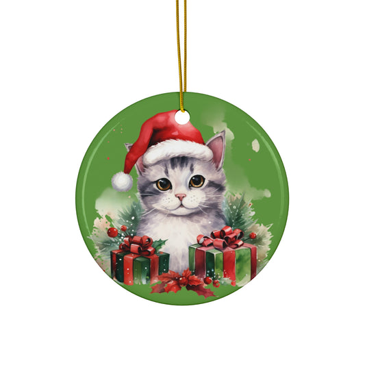 Ceramic Ornament - Christmas Cat      Item #1809491