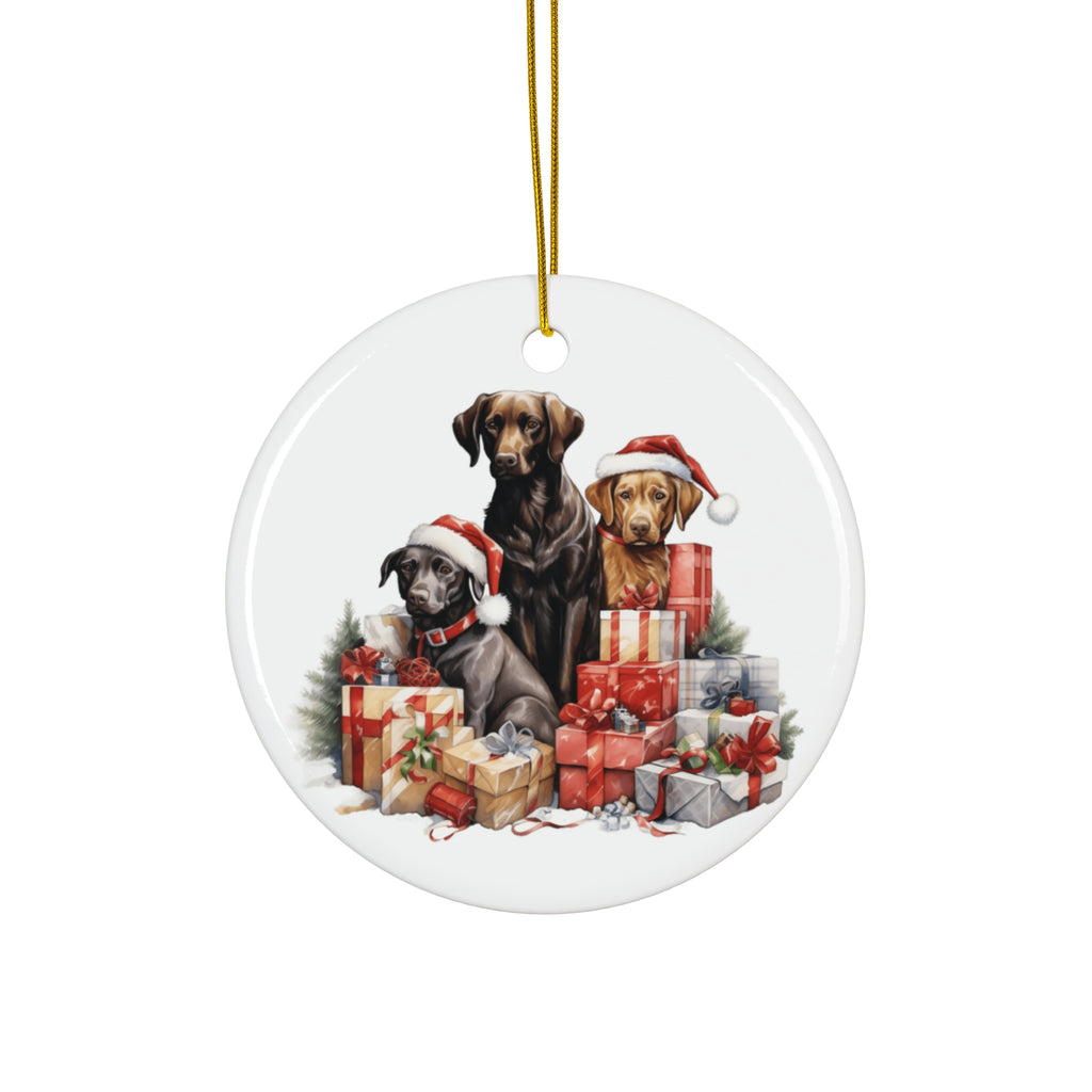 Christmas Dog Ceramic Disc Ornament              Item #4003023
