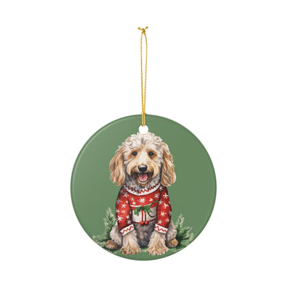 Christmas Dog in Sweater Ceramic Ornament   Item #29217