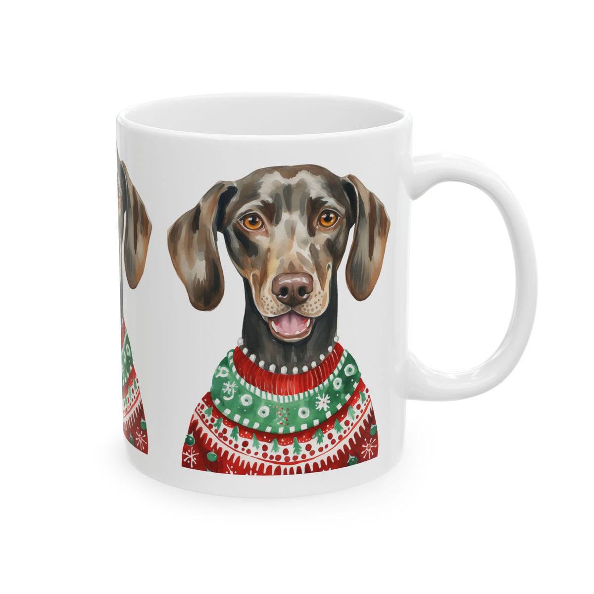 Dog Christmas Mug – Cute Dog in Holiday Sweater 11oz    Item #196246