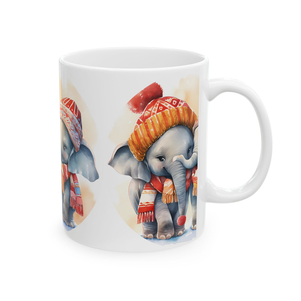 Cute Winter Elephants Ceramic Mug 11oz  Item #972807