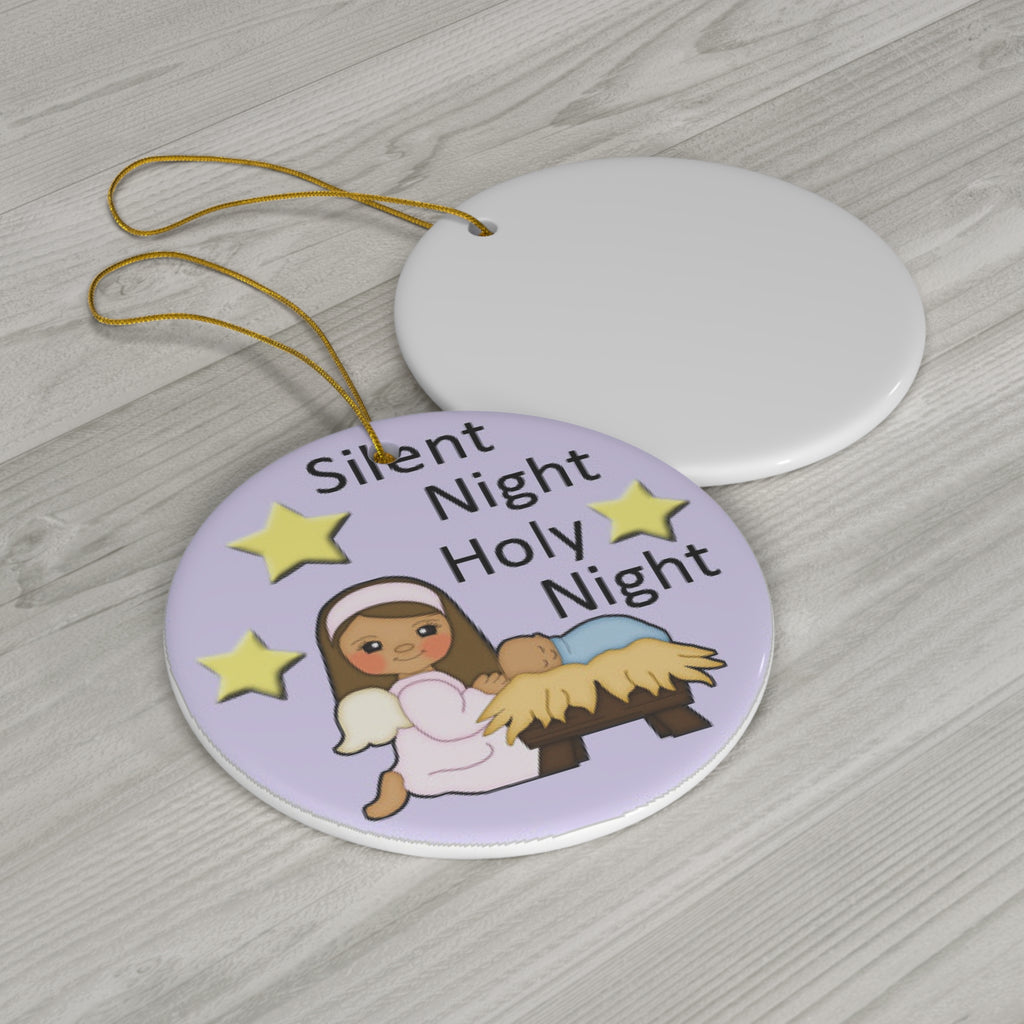 Silent Night Holy Night Ceramic Disc Ornament        Item #9046568 - Buckshot's Bargain Barn
