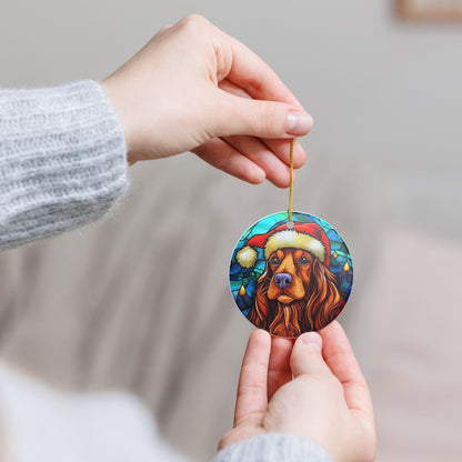 Santa Dog Ceramic Christmas Ornament   Item #154087