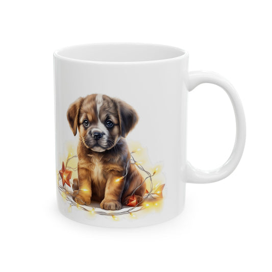 Festive Puppy In Lights Christmas Ceramic Mug 11oz  Item #520598