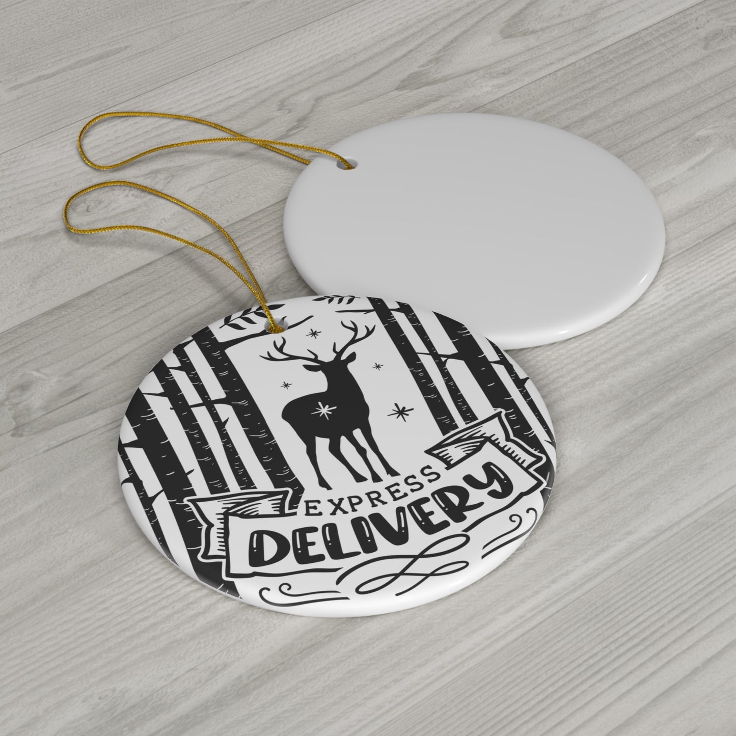 Express Delivery Ceramic Disc Ornament       Item #503316