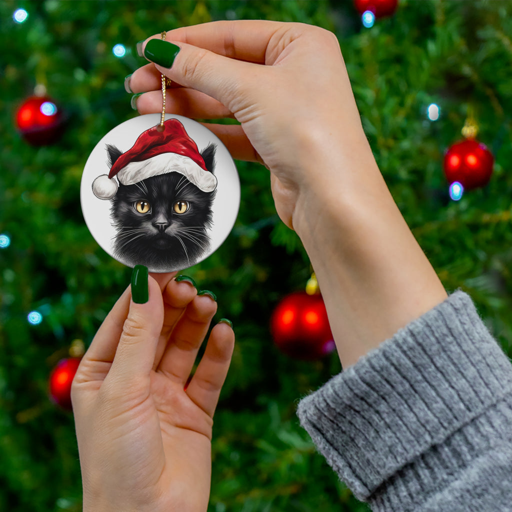 Chantilly Tiffany Cat With Santa Hat Ceramic Ornament      Item #905224 - Buckshot's Bargain Barn