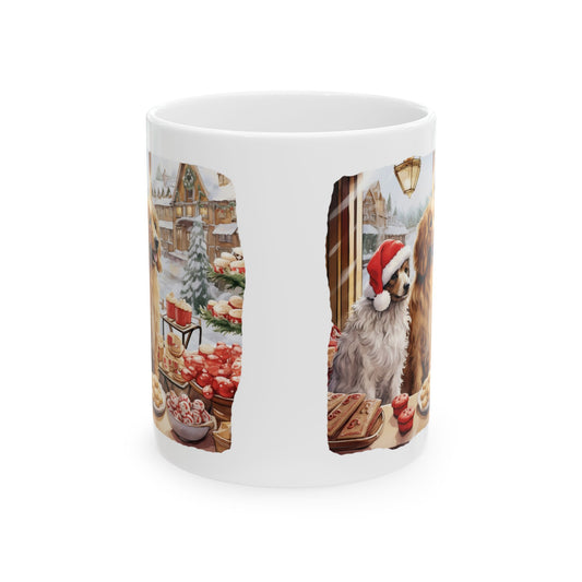 Christmas Dogs Sitting Around Food Ceramic Mug 11oz   Item #676253