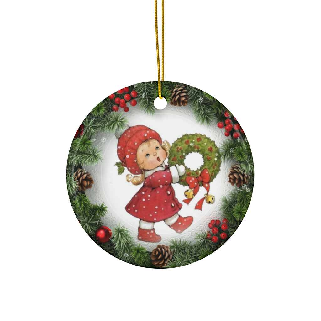 Xmas Kid Ceramic Disc Ornament             Item #4820591 - Buckshot's Bargain Barn