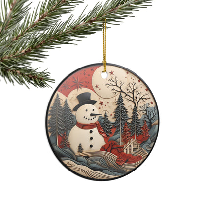 Snowman Winter Wonderland Ceramic Ornament   Item #132721
