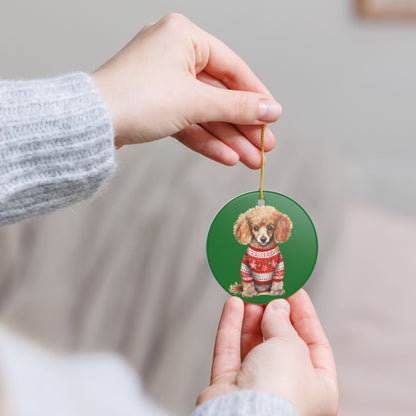 Christmas Puppy in Sweater Ceramic Ornament  Item #398495