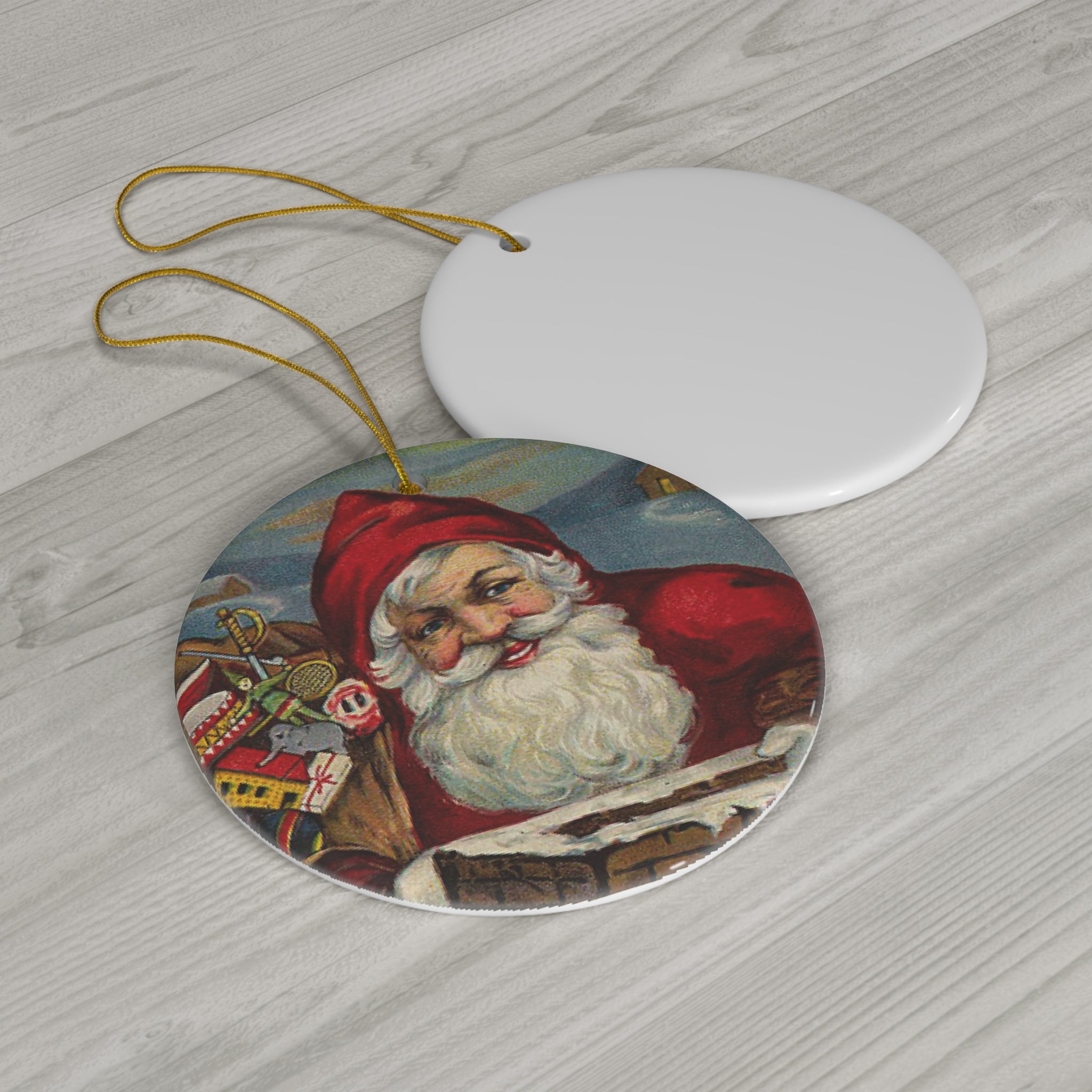Santa Ceramic Disc Ornament        Item #515088