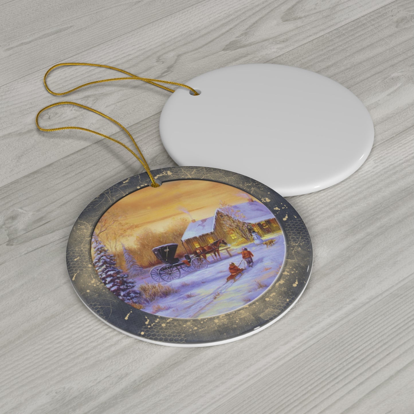 Winter Scene Ceramic Disc Ornament         Item #3575625