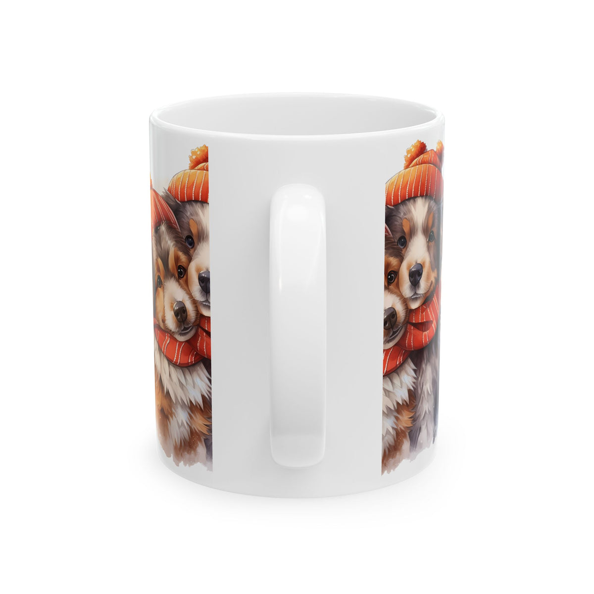Winter Puppies Ceramic Mug — Cute Dogs in Knit Hats & Scarves 11oz   Item #991309