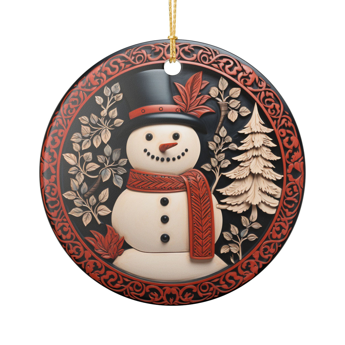 Ceramic Snowman Christmas Ornament   Item #355092