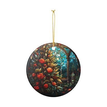 Stained Glass Floral Ceramic Ornament     Item #392626