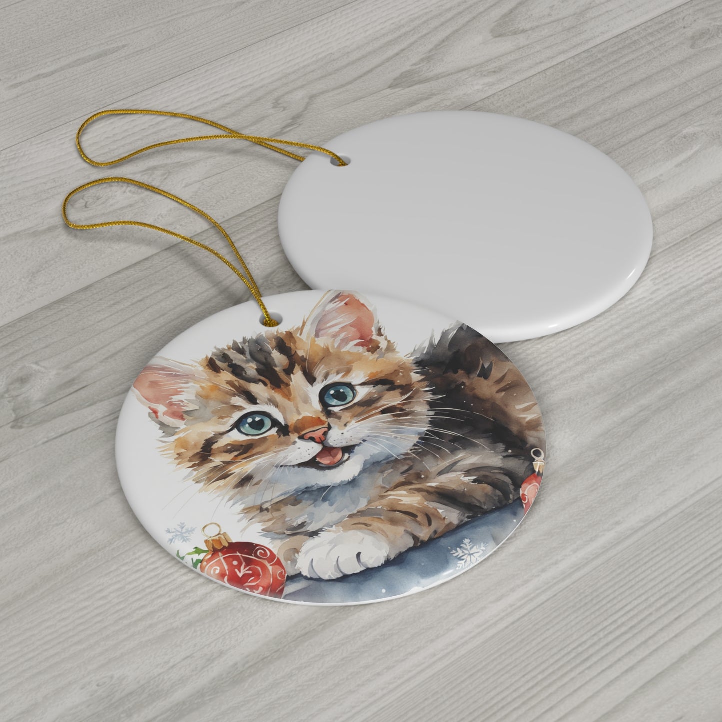 Ceramic Ornament - Christmas Cat     Item #8701488