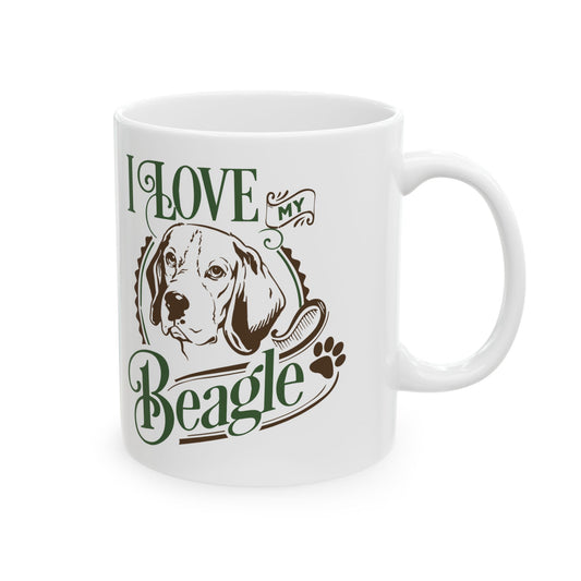 I Love My Beagle Dog Ceramic Mug — Cute Coffee Cup 11oz    Item #203779
